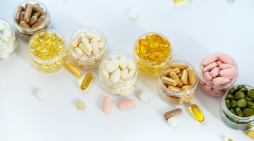 An array of brightly colored nutraceuticals and functional food ingredients.