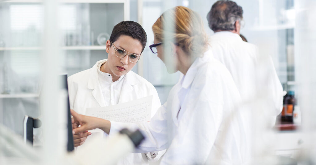 A team of food research scientists in a lab.