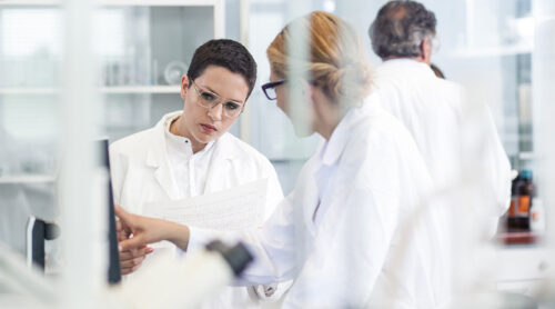 A team of food research scientists in a lab.