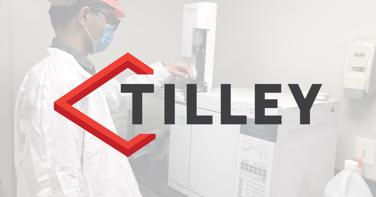 Man in lab with Tilley Distribution logo